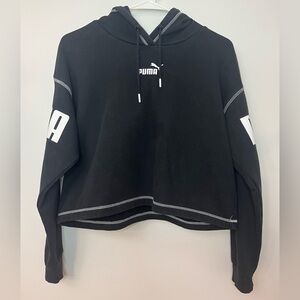 Puma Women’s Small Cropped Hoodie Sweatshirt Black